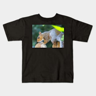 Squirrel on the fence Kids T-Shirt